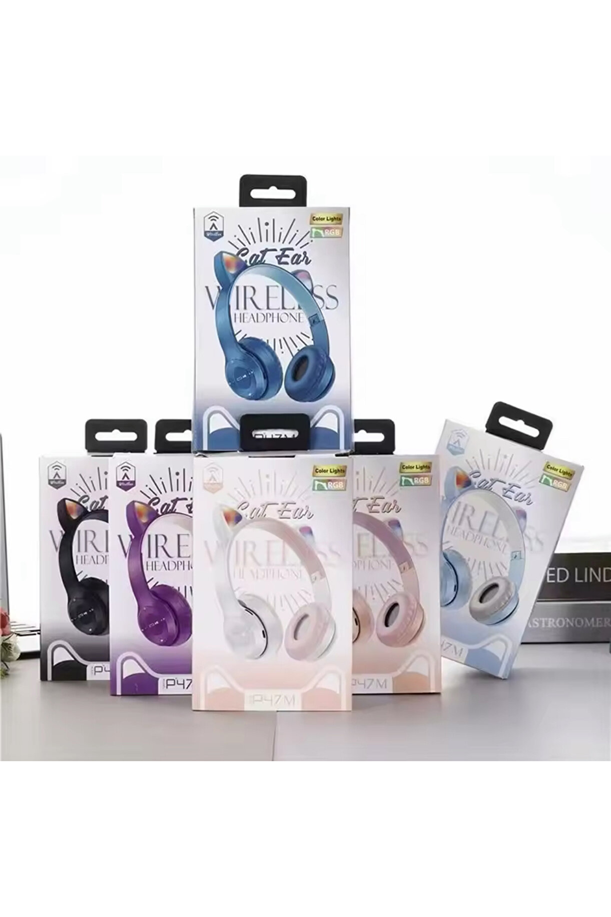 P47 LED Işıklı Kedi Kulaklı Bluetooth Kablosuz Kulaklık